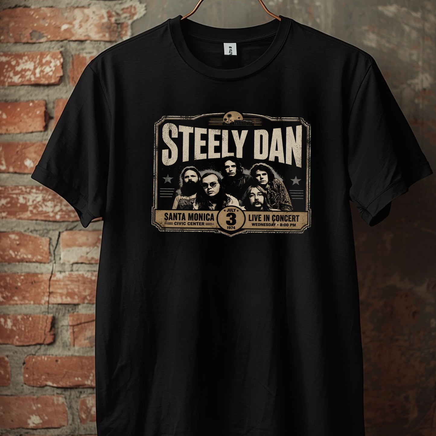 Steely Dan, short sleeve crew t-shirt, Santa Monica 1974