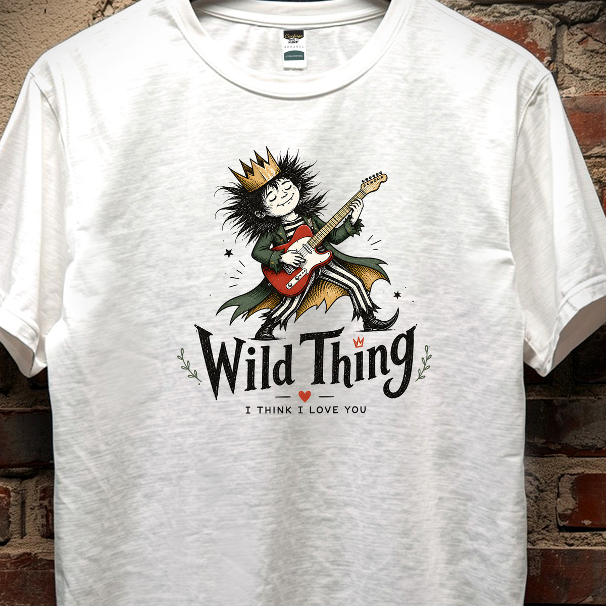 Wild Things red guitar T-shirt white _ unisex