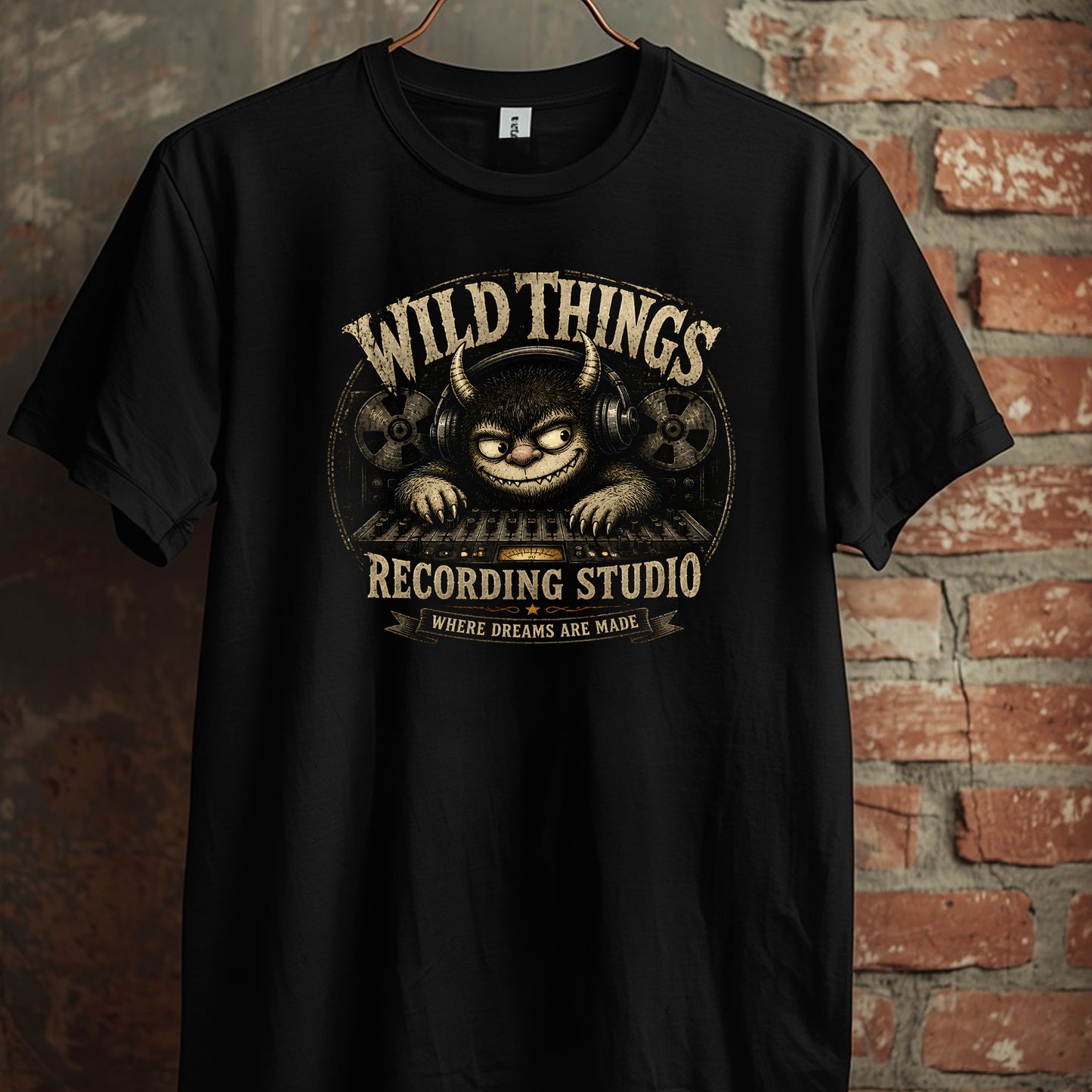 Wild Things Recording Studio. Mixing board, short sleeve crew neck