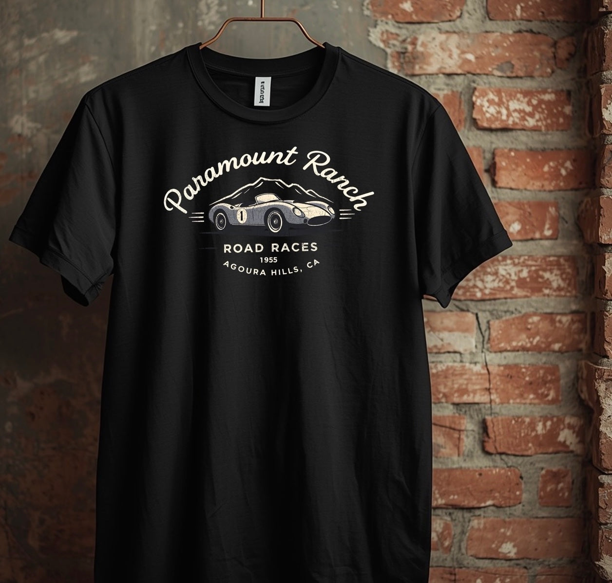 Paramount Ranch Raceway 1955 short sleeve crew neck t-shirt