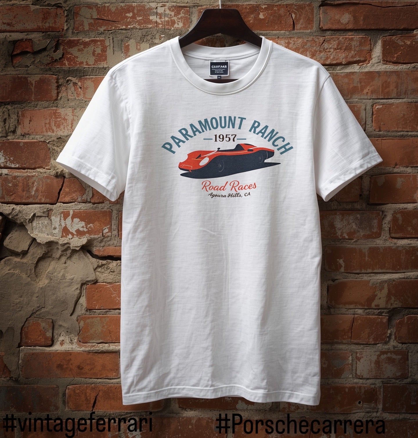 Paramount Ranch Raceway 1957 short sleeve crew neck White