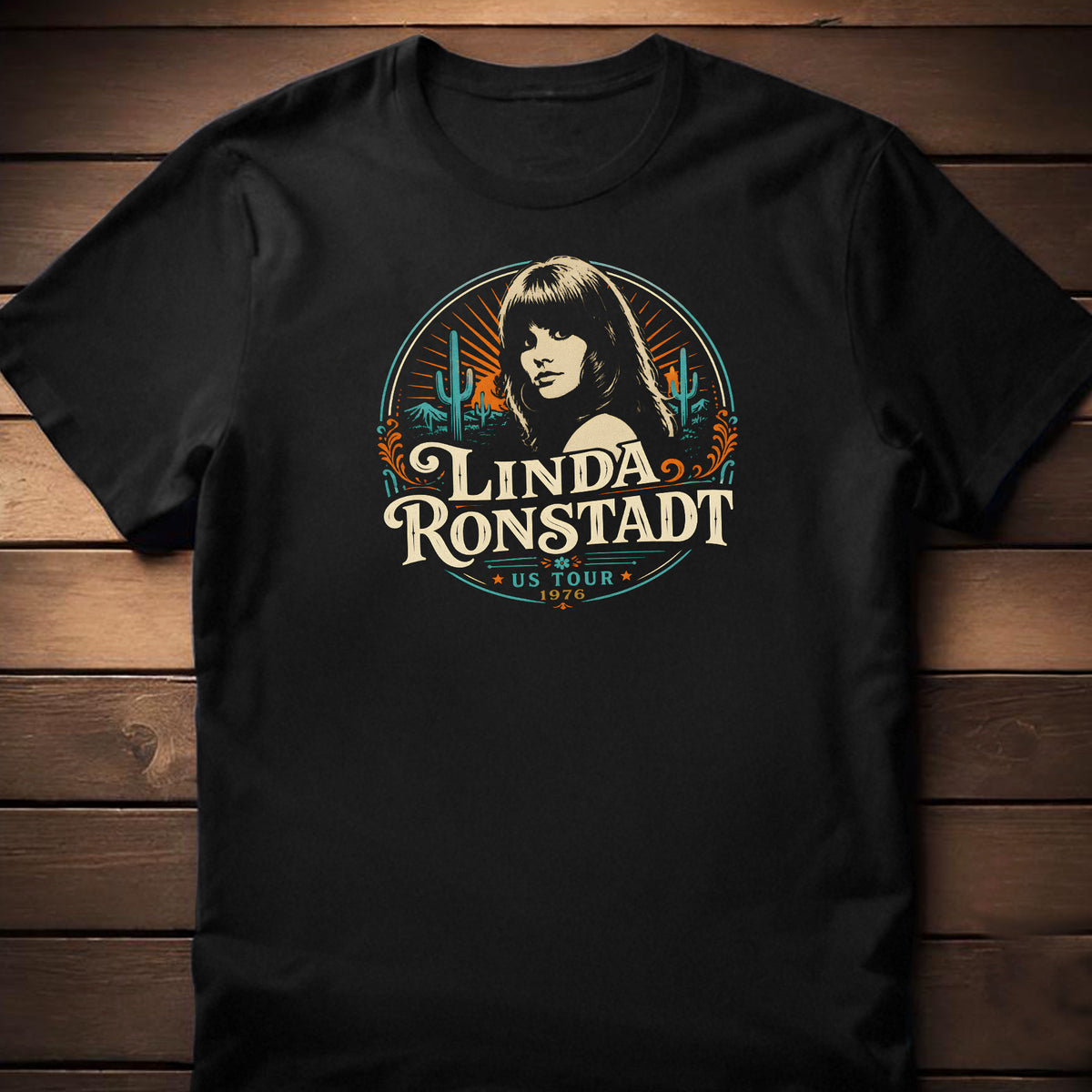 Linda Ronstadt short sleeve crew t-shirt, 1976 bootleg style