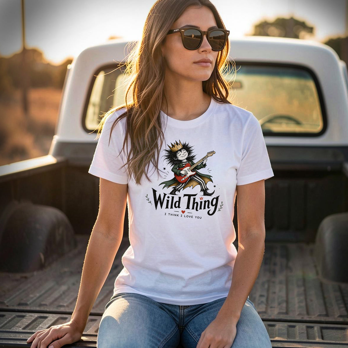Wild Things red guitar T-shirt white _ unisex