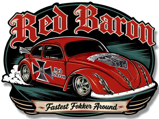 5 inch vinyl decal, Red Baron VW Drag car