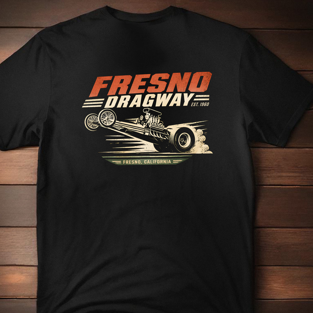 FRESNO DRAGWAY, TX T-Shirt. Vintage EST. 1960