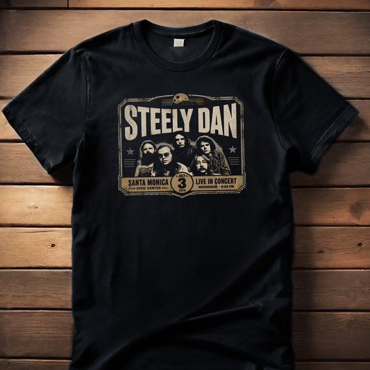Steely Dan, short sleeve crew t-shirt, Santa Monica Civic 1974
