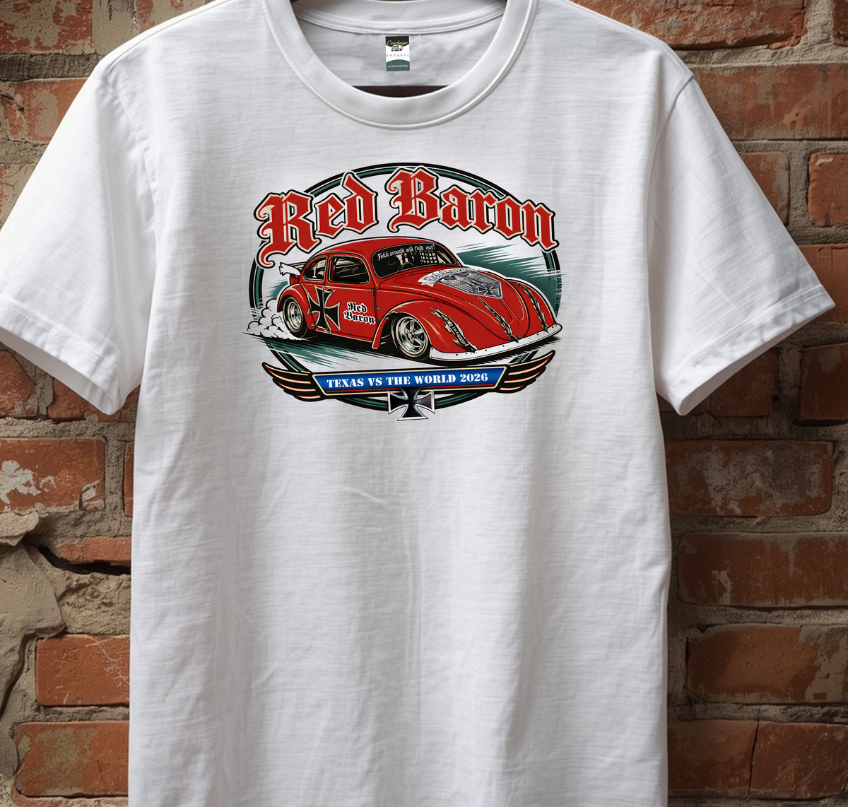 Red Baron crew neck t-shirt Texas vs the World 2026