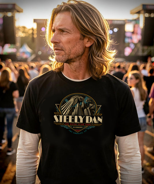 Steely Dan, short sleeve crew t-shirt, concert 1975 bootleg style