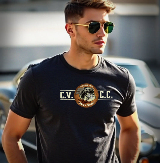 CVCC  T-shirt. Patch style graphic.