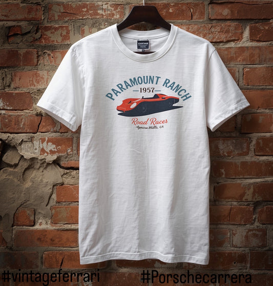 Paramount Ranch Raceway 1957 short sleeve crew neck White